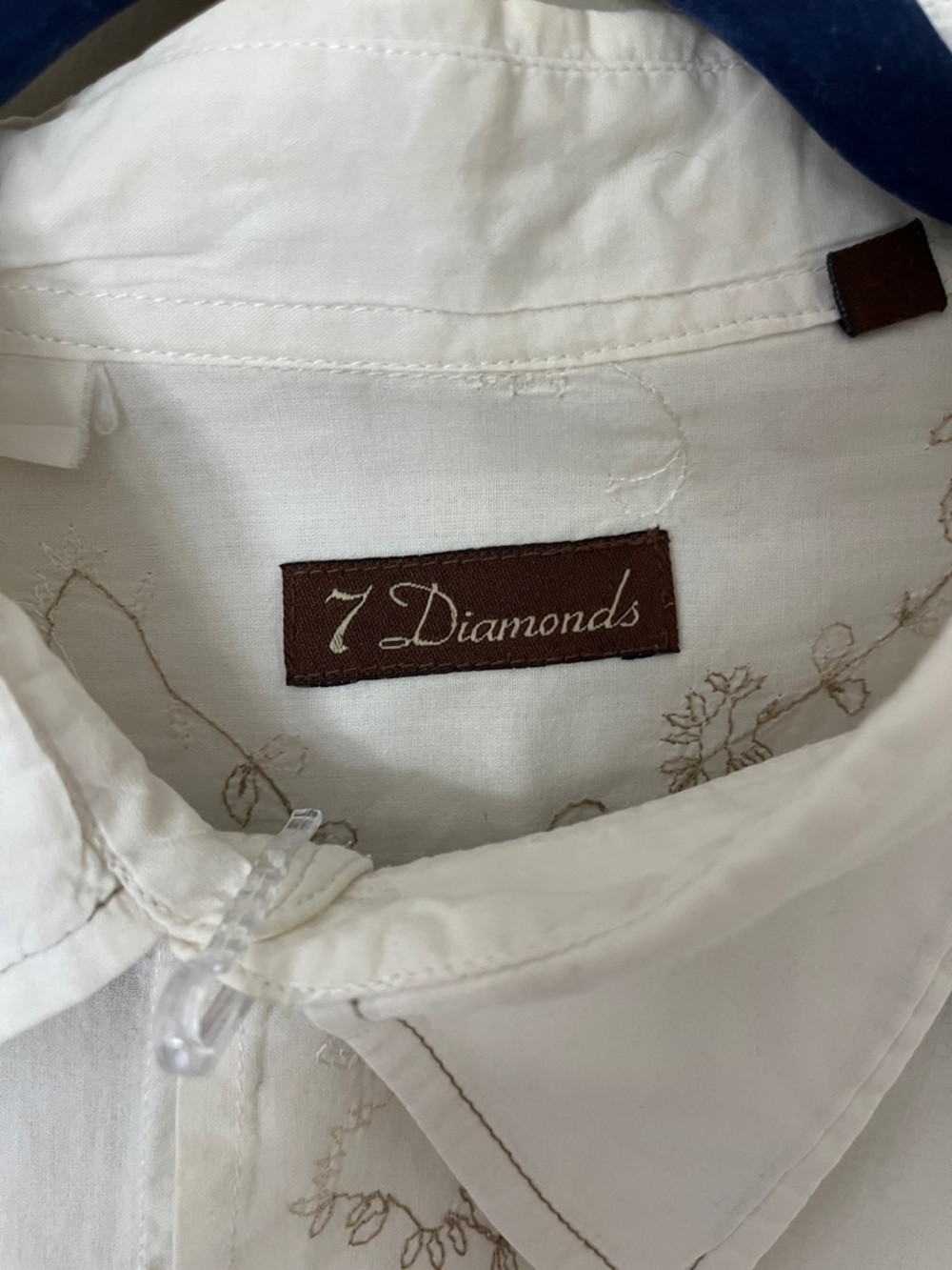 7 Diamonds White Button-Up Shirt with Tan Embroidery - Picture 2 of 3